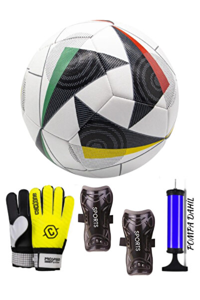 Janissary 4'lü Futbol Seti Kaleci Eldiveni Euro 2024 Futbol Topu Tekmelik Pom...