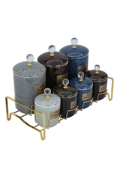 Alsaif Gallery Porcelain Spice Canister Set, Alsaif Gallery, 7 Pieces - Multicolor