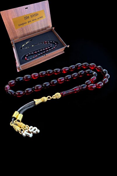 renery Sertifikalı Usta Işçilikli Hareli Ateş Kehribar Tesbih Kişiye Özel Ahş...