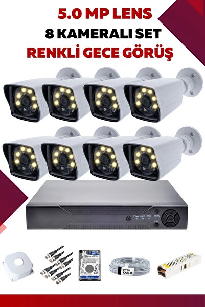 OEM 8 Kameralı Set - 5MP Sony Lensli Full Hd Renkli Gece Görüşlü Güvenlik Kam...