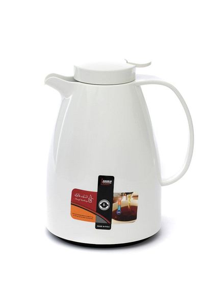 Alsaif Gallery Thermos Lima Alsaif Gallery, 0.65 Liters, Press Cap, Glass Inner Insulation, Plastic Outer Body - Wh