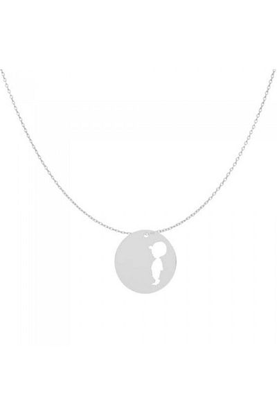 dalimag 50 Cm Chain, Cut Out Boy Coin Charm Model - 925 Silver