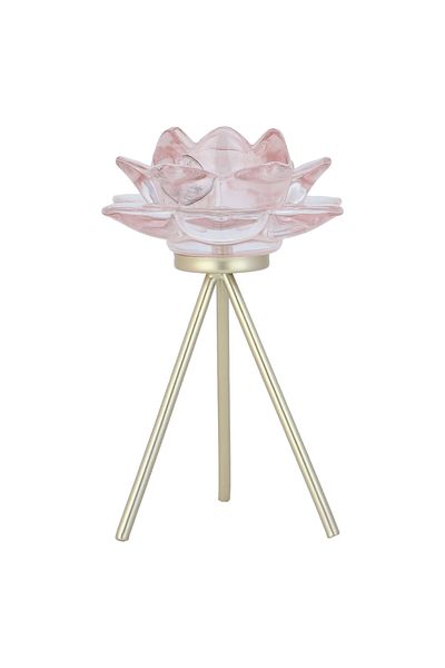 Alsaif Gallery Glass Candle Holder Alsaif Gallery, 12×12×18 cm - Rose Gold