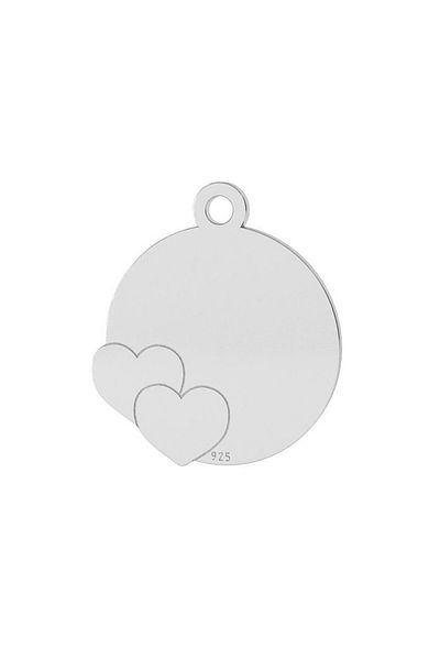 dalimag Chain 70 Cm, Round Charm Model With 2 Hearts - 925 Silver