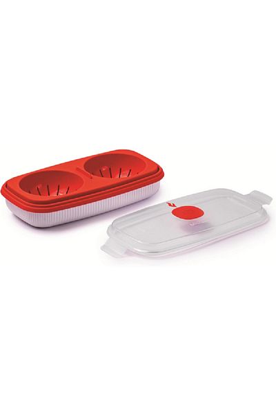 Snips Egg Poacher and Omelette Maker for Microwave White and Red 750ml