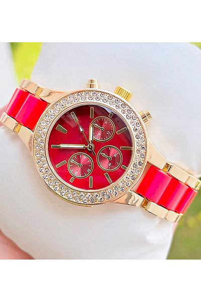 Weluxa Vintage Women's Wristwatch with Gold Color Stone