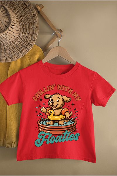 MAGORS Chilling Sweet Dog Printed Cotton Circle Neck Short Sleeve Youth and Children Tshirt