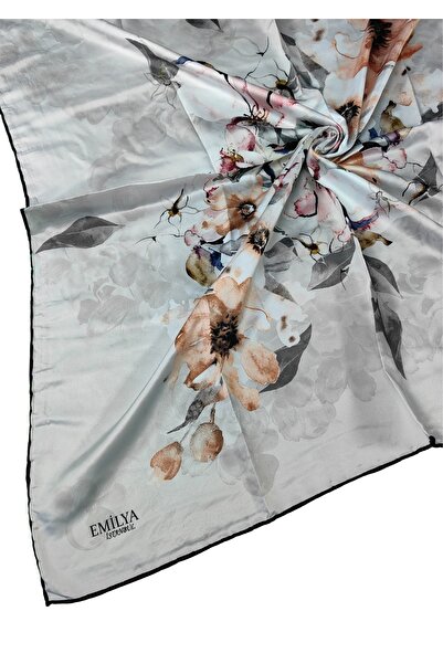 mim eşarp Κασκόλ Emilya Rayon με λουλούδια 90x90 εκ