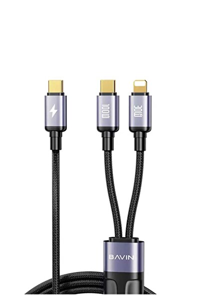 Bavin كابل بيانات سريع الشحن 2 في 1 مع سلك مضفر من النايلون 100 وات متوافق مع...