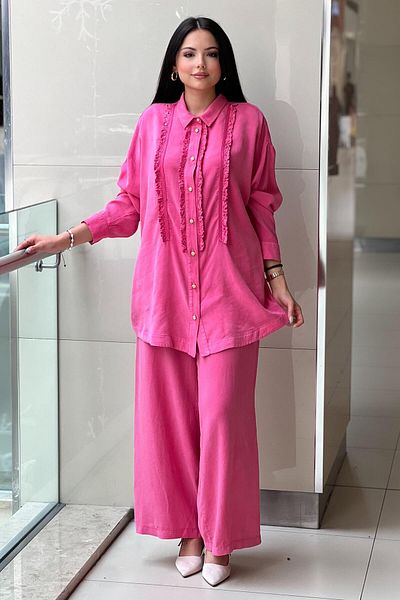 Ghisa Shirt Ruffle Detailed Loose Pants Suit