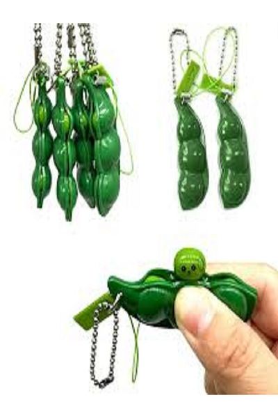 Generic 10pcs Edamame Bean Pea Squeeze Toy Keychain for Men, Squeeze Bean Pea