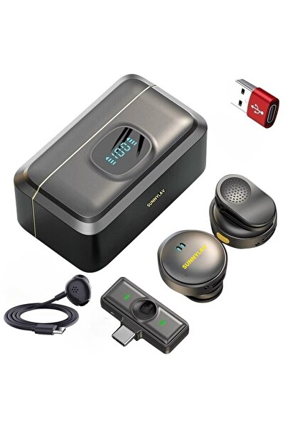 SUNNYLAV Set of 2 Professional Lavalier Microphones, SUNNYLAV®, Type C with USB 3.0 Adapter