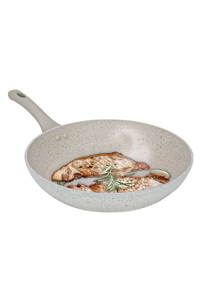 Alsaif Gallery Rocky Granite Frying Pan, 30 cm - Cream