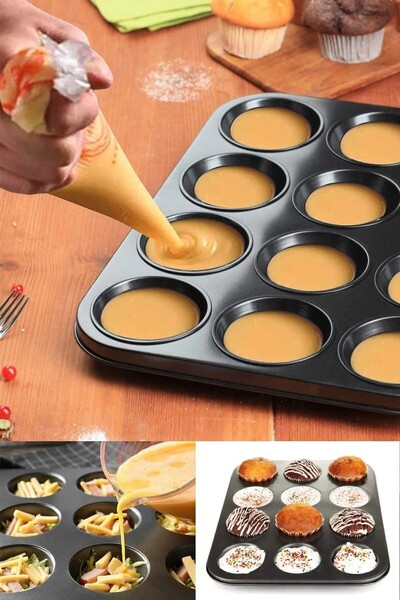poswicon Kek Browni Kek Kabı Yanmaz Yapışmaz 12'li Muffin Kalıbı Cupcake Kapsülü Fırın Dostu Uzun Ömürlü
