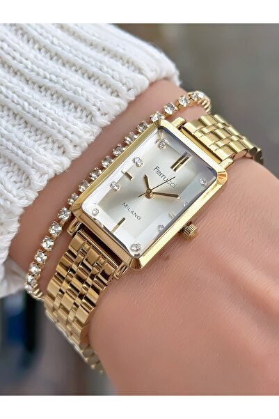 Ferrucci ساعة يد نسائية بسوار فولاذي 3 ATM مقاومة للماء مع ضمان لمدة عامين على الميكانيكية