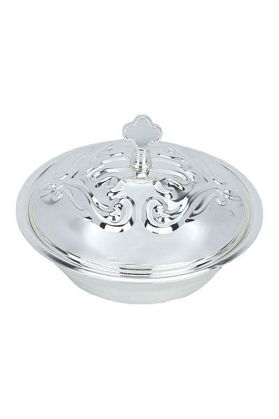 Alsaif Gallery Tamriyah Stainless Steel Alsaif Gallery, 11 cm, Round, Engraved with Lid - Silver