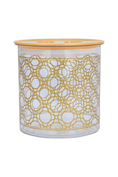 Alsaif Gallery Plastic Jar Set, Circular, Golden Circle Pattern, 4 Pieces - White