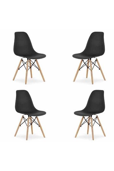 OEM Set 4 Scaune Acerenza, Stil Scandinav cu Picioare din Lemn de Fag, Maxim 120 Kg, 46 x 54 x 82