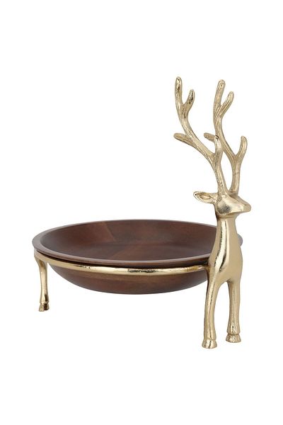 Alsaif Gallery Wooden Alsaif Gallery Serving Bowl, 29x29x13 cm, Round, Base - Brown Wooden