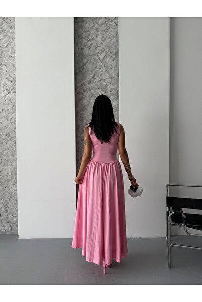 Ekim Store Pembe Kalın Askılı Balon Etek Elbise