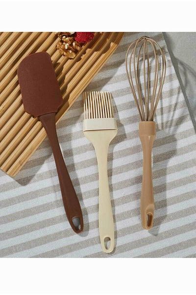 MATMEL Chocky Silicone 3-Piece Kitchen Set Whisk, Spatula, Egg Brush