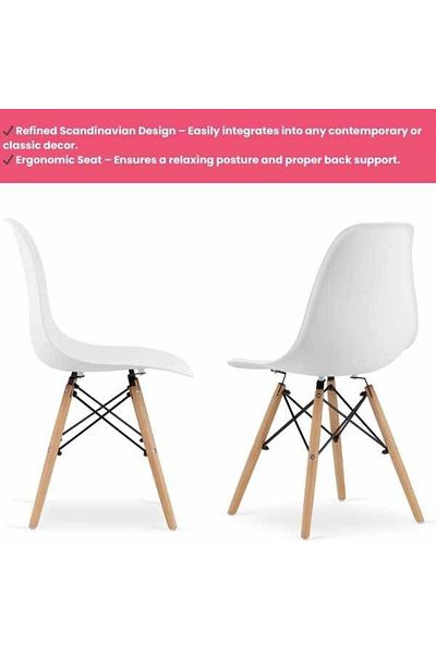 OEM Scaun Acerenza, Stil Scandinav cu Picioare din Lemn de Fag,Maxim 120 Kg, 46 x 54 x 82 cm, Alb