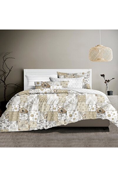Favourite Vivert Beige Multicolor Print Duvet Set Twin, Double 4 Piece Set