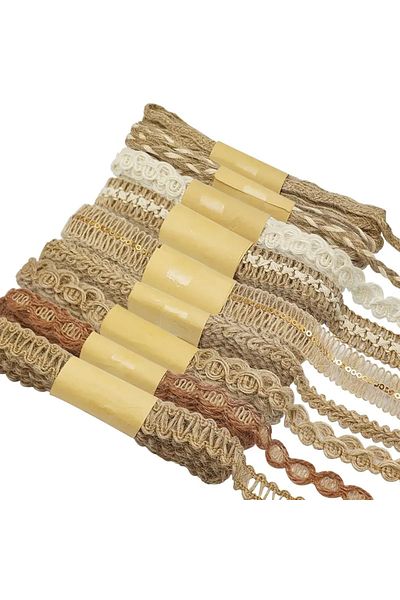 hdcw 9 Pcs Jute Lace Ribbon Decoration Set, Party, Wedding, Invitation, Packaging, Decoration
