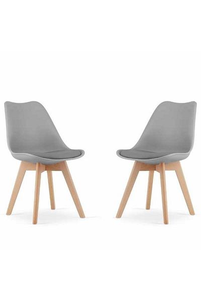 OEM Set 2 Scaune Grosseto, Stil Scandinav cu Picioare din Lemn, Perna din Piele, Maxim 120 Kg,