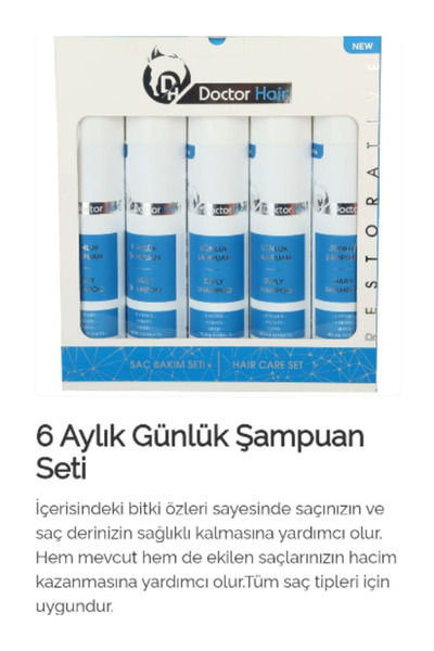 DOCTOR HAİR Saç Dökülmesine Karşı & Saç Ekim Öncesi Sonrası Şampuan 6 Aylık Set