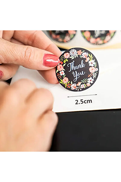 hdcw 500 ADET 2.5cm RULO YAPIŞKANLI TEŞEKKÜRLER "THANK YOU" STICKER ETİKET HEDİYE PAKETLEME