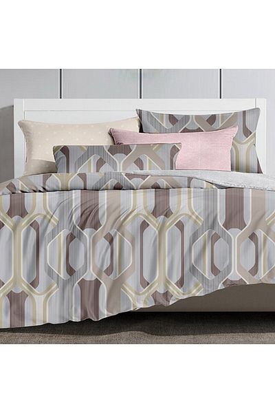 Favourite Vivert Grey Multicolor Print Duvet Set Twin, Double 4 Piece Set
