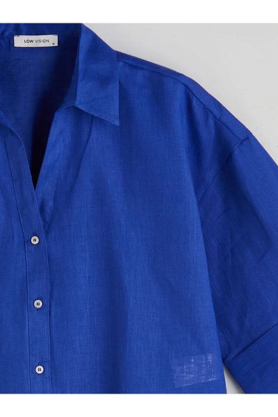 LC Waikiki Cămașă de damă LCW Vision Blue Oversize din in