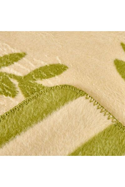 MATMEL Soft Folio Cotton Double Blanket - Ecru / Green - 200X220 cm