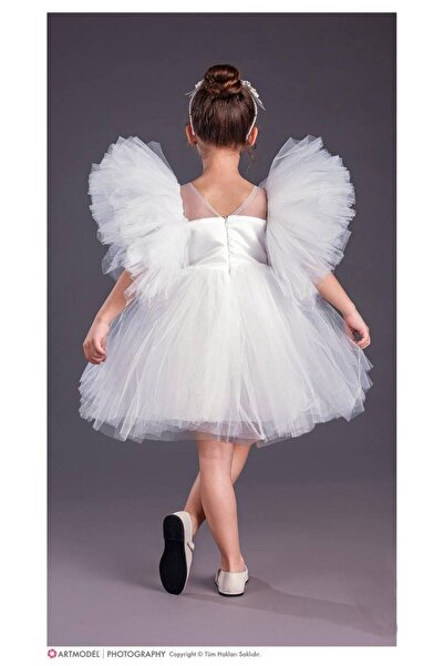 Çilek BEYAZ TÜLLÜ ABİYE KIZ ÇOCUK