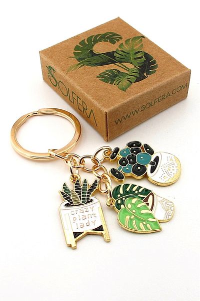 Solfera Salon Flowers Plant Camel Base Succulent Keychain Bag Ornament Charm Kc382