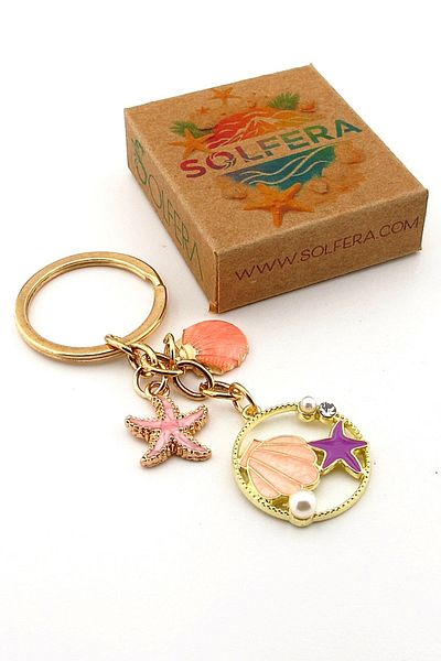 Solfera Beach Seaside Seashell Star Beach Summer Keychain Bag Ornament Charm Kc383