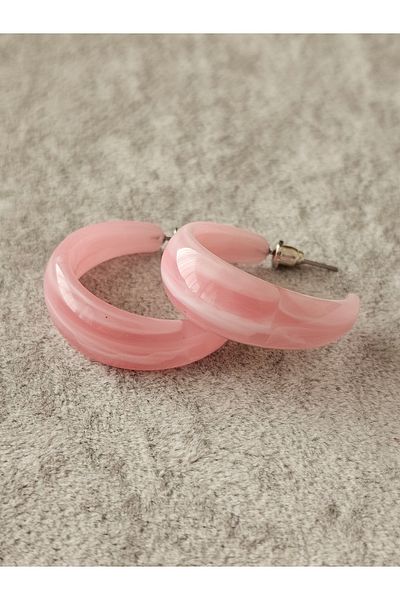 SiestaAccessories Pink Color Acrylic Hoop Earrings