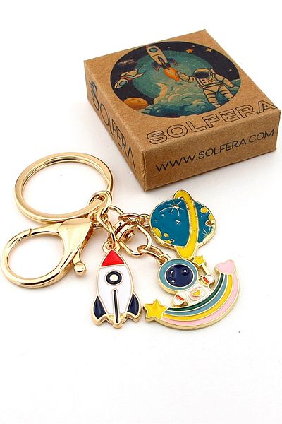 Solfera Astronaut Space Saturn Comet Keychain Bag Ornament Charm Kc370