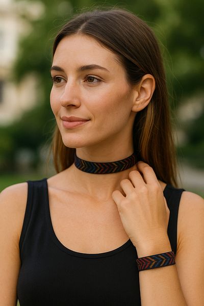 SYAZE Colorful Woven Choker & Bracelet Set – Sergeant Pattern