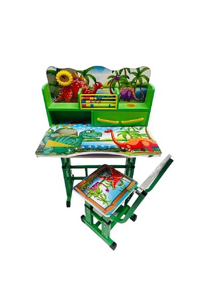 Sultan Desk with chair and drawer, Adjustable height, counter and clock, Metal frame, MDF top
