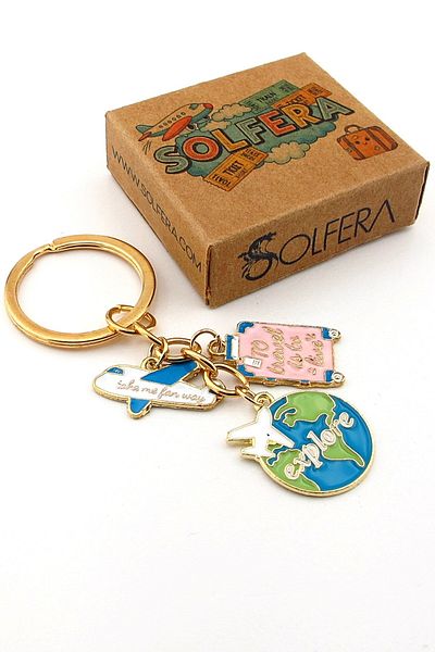 Solfera Traveling Airplane Suitcase Luggage Travel Keychain Bag Ornament Charm Kc375