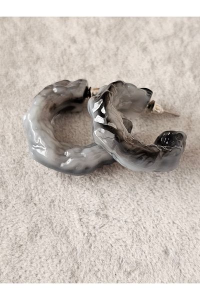 SiestaAccessories Gray Color Acrylic Hoop Earrings