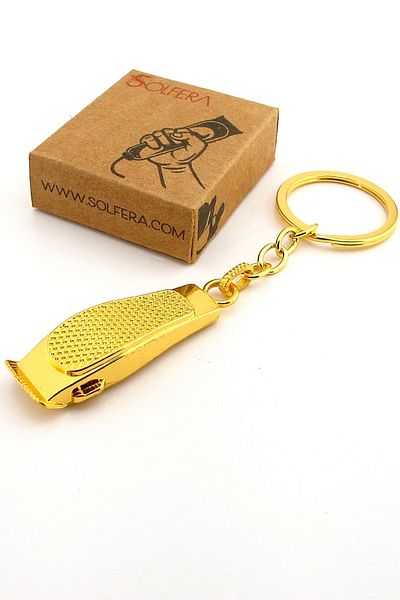 Solfera Barber Hairdresser Hair Shaver Shaped Yellow Metal Keychain Kc365