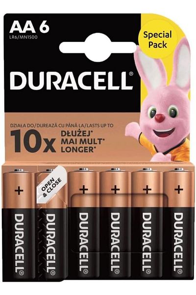 Duracell Baterii Alcaline Aa, Pachet 6 Bucati