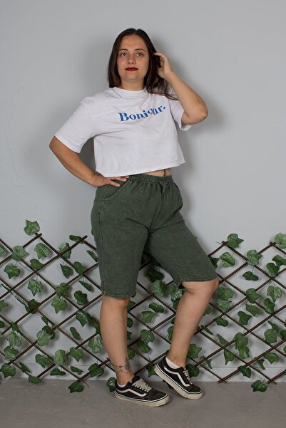 Truva XXL Plus Size Washed Cotton Khaki Capri – Breathable Relaxed Fit