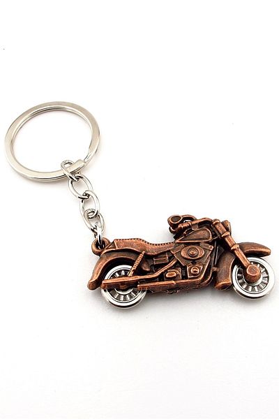 Solfera Chopper Cruiser Motorcycle Engine-Shaped Copper Color Metal Keychain Kc361