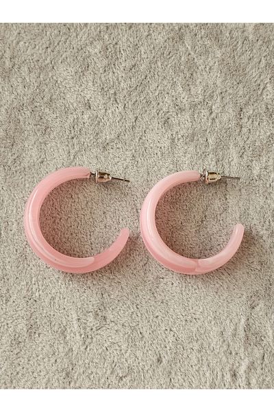 SiestaAccessories Pink Color Acrylic Hoop Earrings