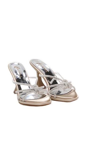 Papuçcity Tamer 03152 8.5 Heeled Women's Evening Dress Stone Slippers