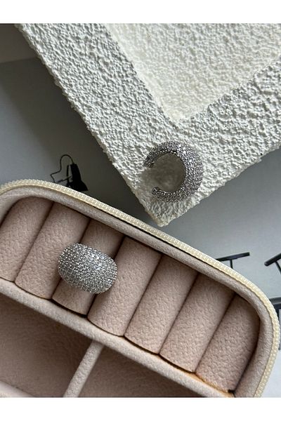 Rossetto Atelier Imported Full Stone Gigi Silver Earcuff (Cartilage Earring)